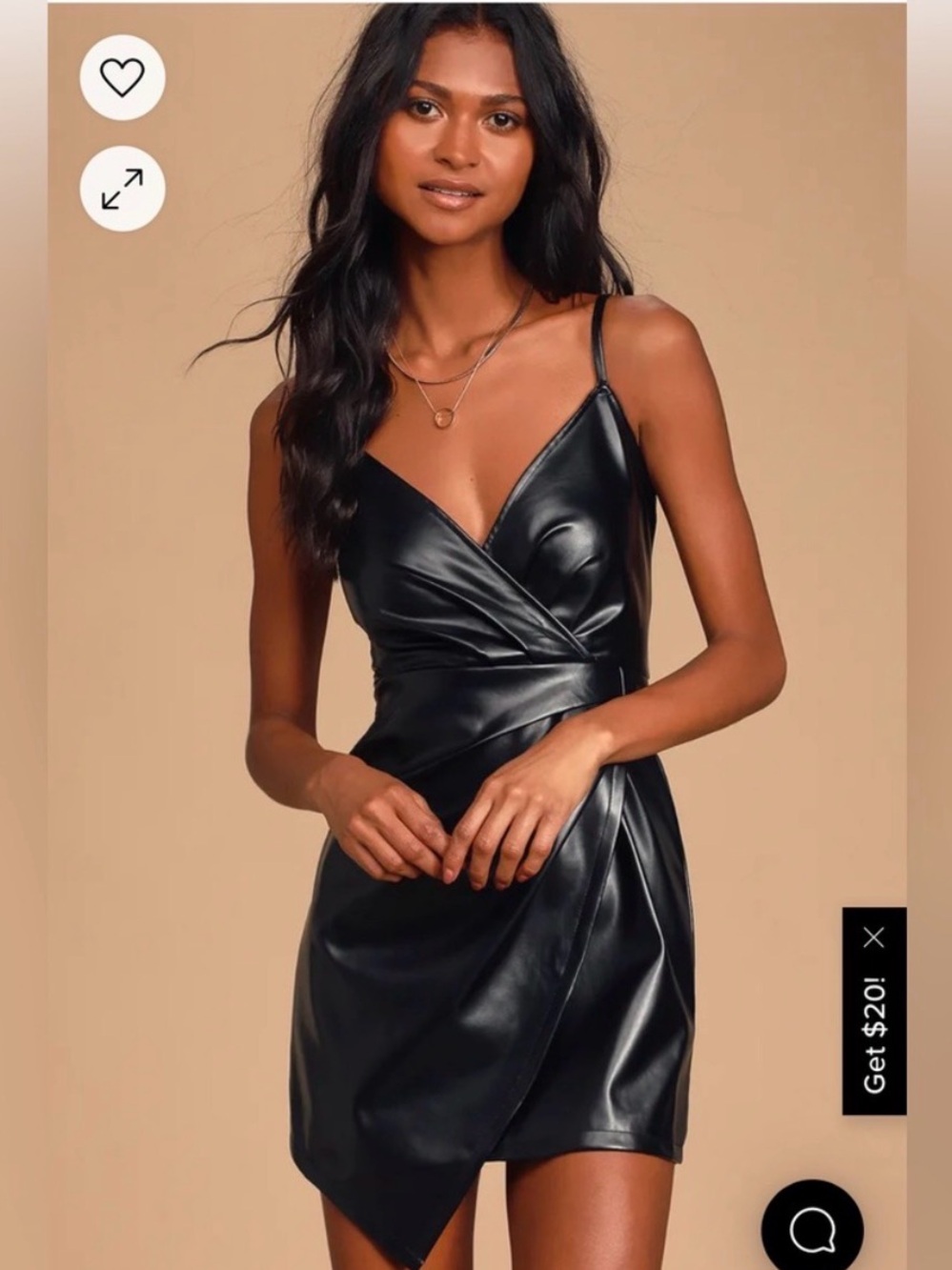 Lulu's Black Faux Leather Wrap Mini Dress